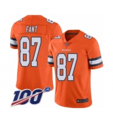 Men's Denver Broncos #87 Noah Fant Limited Orange Rush Vapor Untouchable 100th Season Football Jersey