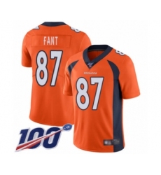 Men's Denver Broncos #87 Noah Fant Orange Team Color Vapor Untouchable Limited Player 100th Season Football Jersey
