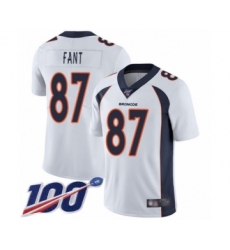 Men's Denver Broncos #87 Noah Fant White Vapor Untouchable Limited Player 100th Season Football Jersey
