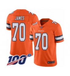 Men's Denver Broncos #70 Ja'Wuan James Limited Orange Rush Vapor Untouchable 100th Season Football Jersey