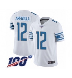 Men's Detroit Lions #12 Danny Amendola White Vapor Untouchable Limited Player 100th Season Football Jersey