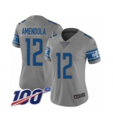 Women's Detroit Lions #12 Danny Amendola Limited Gray Inverted Legend 100th Season Football Jersey