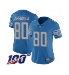Women's Detroit Lions #80 Danny Amendola Blue Team Color Vapor Untouchable Limited Player 100th Season Football Jersey