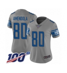 Women's Detroit Lions #80 Danny Amendola Limited Gray Inverted Legend 100th Season Football Jersey