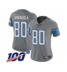 Women's Detroit Lions #80 Danny Amendola Limited Steel Rush Vapor Untouchable 100th Season Football Jersey