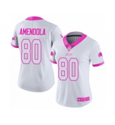 Women's Detroit Lions #80 Danny Amendola Limited White Pink Rush Fashion Football Jersey