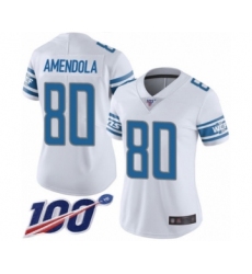 Women's Detroit Lions #80 Danny Amendola White Vapor Untouchable Limited Player 100th Season Football Jersey