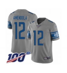 Youth Detroit Lions #12 Danny Amendola Limited Gray Inverted Legend 100th Season Football Jersey
