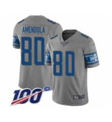 Youth Detroit Lions #80 Danny Amendola Limited Gray Inverted Legend 100th Season Football Jersey