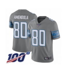 Youth Detroit Lions #80 Danny Amendola Limited Steel Rush Vapor Untouchable 100th Season Football Jersey