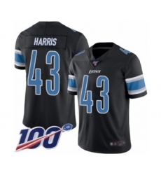 Men's Detroit Lions #43 Will Harris Limited Black Rush Vapor Untouchable 100th Season Football Jersey