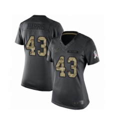 Women's Detroit Lions #43 Will Harris Limited Black 2016 Salute to Service Football Jersey