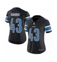 Women's Detroit Lions #43 Will Harris Limited Black Rush Vapor Untouchable Football Jersey