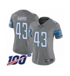 Women's Detroit Lions #43 Will Harris Limited Steel Rush Vapor Untouchable 100th Season Football Jersey
