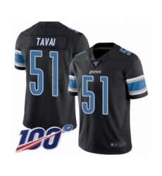 Men's Detroit Lions #51 Jahlani Tavai Limited Black Rush Vapor Untouchable 100th Season Football Jersey