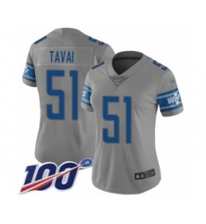 Women's Detroit Lions #51 Jahlani Tavai Limited Gray Inverted Legend 100th Season Football Jersey