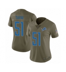 Women's Detroit Lions #51 Jahlani Tavai Limited Olive 2017 Salute to Service Football Jersey