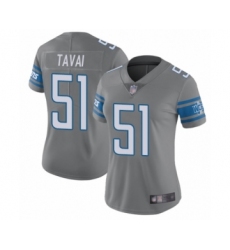 Women's Detroit Lions #51 Jahlani Tavai Limited Steel Rush Vapor Untouchable Football Jersey