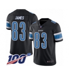 Men's Detroit Lions #83 Jesse James Limited Black Rush Vapor Untouchable 100th Season Football Jersey