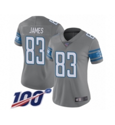 Women's Detroit Lions #83 Jesse James Limited Steel Rush Vapor Untouchable 100th Season Football Jersey