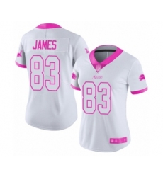 Women's Detroit Lions #83 Jesse James Limited White Pink Rush Fashion Football Jersey