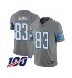 Youth Detroit Lions #83 Jesse James Limited Steel Rush Vapor Untouchable 100th Season Football Jersey