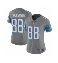 Women's Detroit Lions #88 T.J. Hockenson Limited Steel Rush Vapor Untouchable Football Jersey