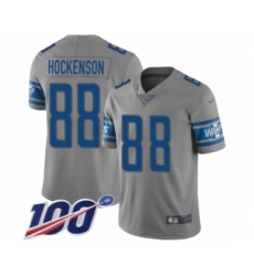 Youth Detroit Lions #88 T.J. Hockenson Limited Gray Inverted Legend 100th Season Football Jersey