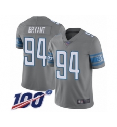 Men's Detroit Lions #94 Austin Bryant Limited Steel Rush Vapor Untouchable 100th Season Football Jersey