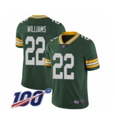 Men's Green Bay Packers #22 Dexter Williams Green Team Color Vapor Untouchable Limited Player 100th Season Football Jersey