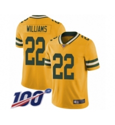 Men's Green Bay Packers #22 Dexter Williams Limited Gold Rush Vapor Untouchable 100th Season Football Jersey