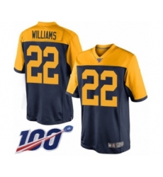 Men's Green Bay Packers #22 Dexter Williams Limited Navy Blue Alternate 100th Season Football Jersey