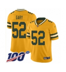 Men's Green Bay Packers #52 Rashan Gary Limited Gold Inverted Legend 100th Season Football Jersey