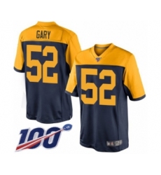 Men's Green Bay Packers #52 Rashan Gary Limited Navy Blue Alternate 100th Season Football Jersey
