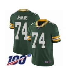 Men's Green Bay Packers #74 Elgton Jenkins Green Team Color Vapor Untouchable Limited Player 100th Season Football Jersey