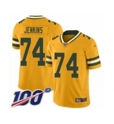 Men's Green Bay Packers #74 Elgton Jenkins Limited Gold Inverted Legend 100th Season Football Jersey
