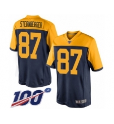 Men's Green Bay Packers #87 Jace Sternberger Limited Navy Blue Alternate 100th Season Football Jersey