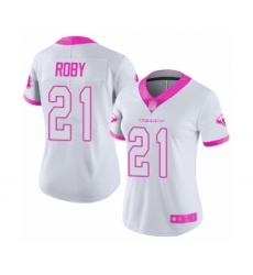 Women's Houston Texans #21 Bradley Roby Limited White Pink Rush Fashion Football Jersey