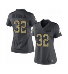 Women's Houston Texans #32 Lonnie Johnson Limited Black 2016 Salute to Service Football Jersey
