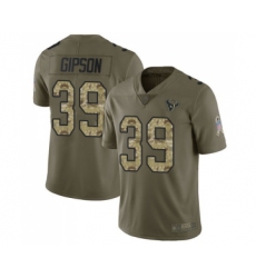Men's Houston Texans #39 Tashaun Gipson Limited Olive Camo 2017 Salute to Service Football Jersey