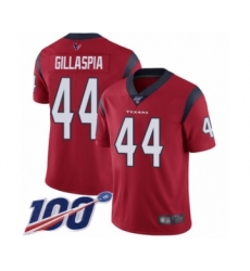 Men's Houston Texans #44 Cullen Gillaspia Red Alternate Vapor Untouchable Limited Player 100th Season Football Jersey