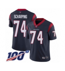 Men's Houston Texans #74 Max Scharping Navy Blue Team Color Vapor Untouchable Limited Player 100th Season Football Jersey