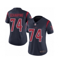 Women's Houston Texans #74 Max Scharping Limited Navy Blue Rush Vapor Untouchable Football Jersey