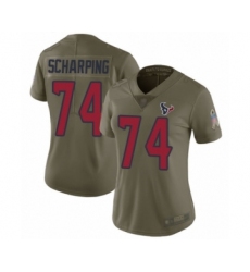 Women's Houston Texans #74 Max Scharping Limited Olive 2017 Salute to Service Football Jersey