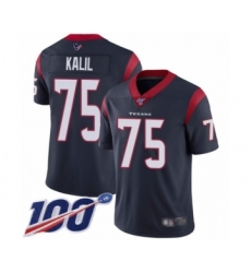 Men's Houston Texans #75 Matt Kalil Navy Blue Team Color Vapor Untouchable Limited Player 100th Season Football Jersey