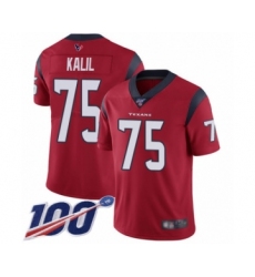 Men's Houston Texans #75 Matt Kalil Red Alternate Vapor Untouchable Limited Player 100th Season Football Jersey