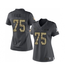 Women's Houston Texans #75 Matt Kalil Limited Black 2016 Salute to Service Football Jersey