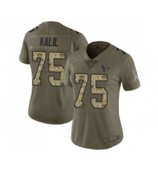 Women's Houston Texans #75 Matt Kalil Limited Olive amo 2017 Salute to Service Football Jersey
