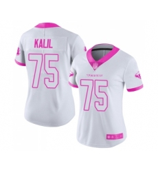 Women's Houston Texans #75 Matt Kalil Limited White Pink Rush Fashion Football Jersey