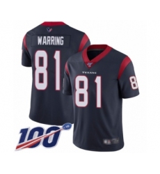 Men's Houston Texans #81 Kahale Warring Navy Blue Team Color Vapor Untouchable Limited Player 100th Season Football Jersey